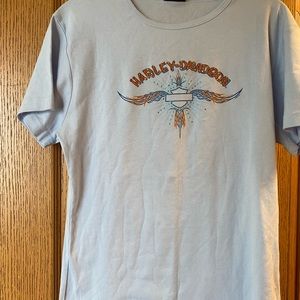Baby blue Harley Davidson tee